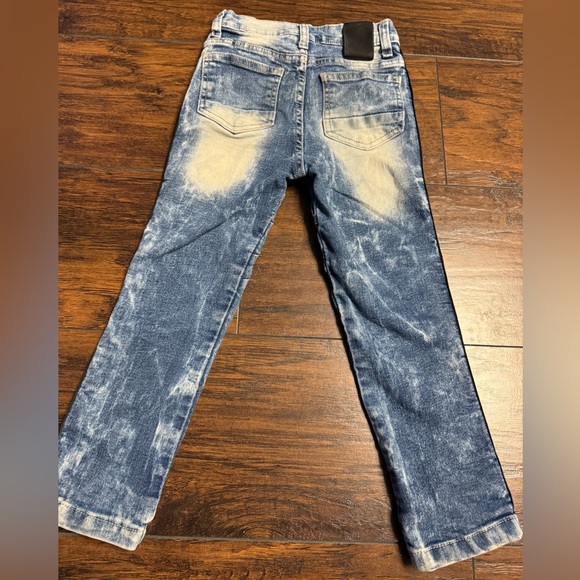 Retro Stitch Washed Distressed Jeans Toddler 5 Bleched Black Striped - Picture 2 of 7